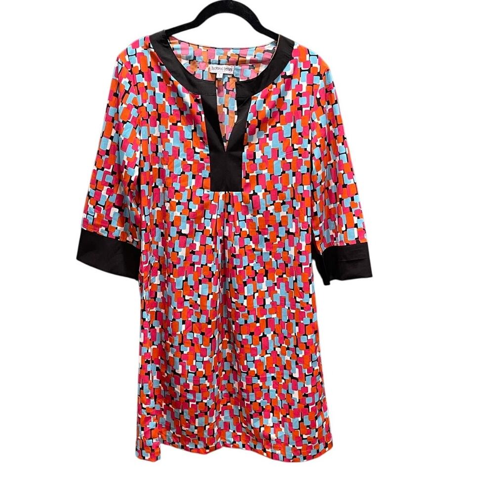 Buckhead Betties Tunic Dress Color Block Pattern Black Trim Size Small Retired
